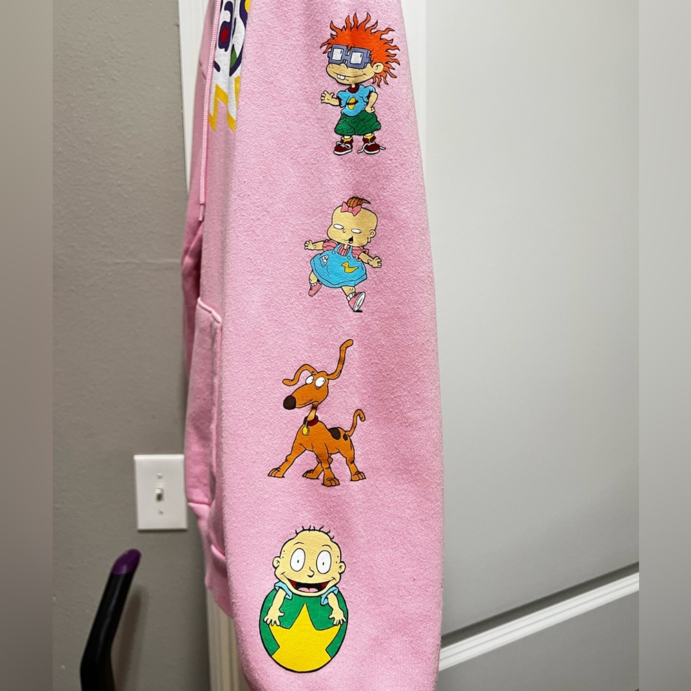 Oversized pink Rugrats hoodie, size small.